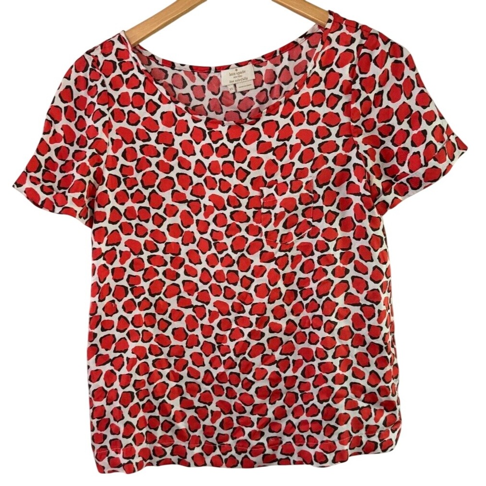Kate Spade New York Arielle Play The Wild Card Top Blouse 100% Silk XS